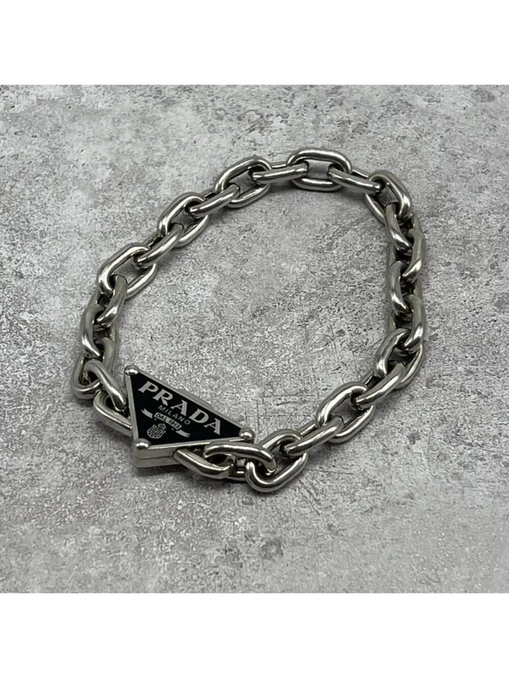 Prada Triangle Logo Bracelet 925 Sterling Silver